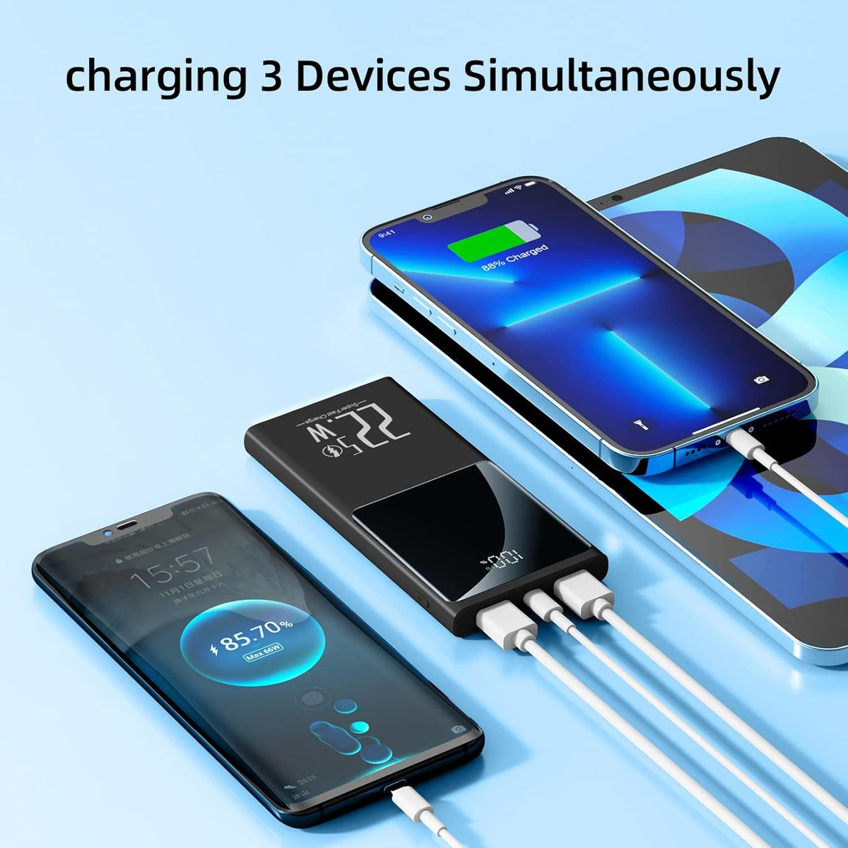 Power bank USB and USB-C ports